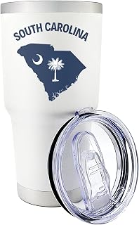 Palm City Products 30 oz South Carolina Tumbler White – Great for Hot & Cold Drinks, State Pride, Souvenir, Gift for South Carolina