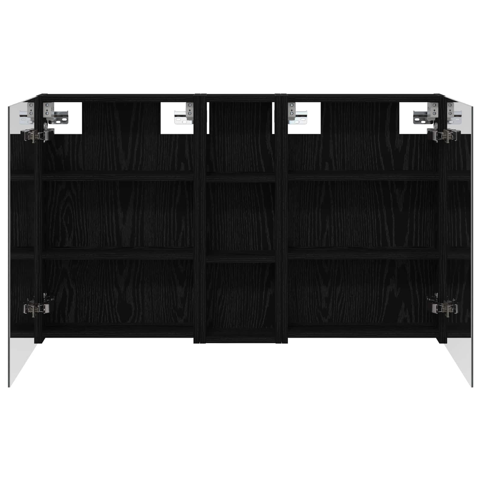 Lot de 3 armoires de salle de bain en bois - 100 x 10,5 x 60,5 cm - Montage mural - Avec éclairage LED - Miroir bidirectionnel - Espace de rangement et étagères pour meubles de salle de bain