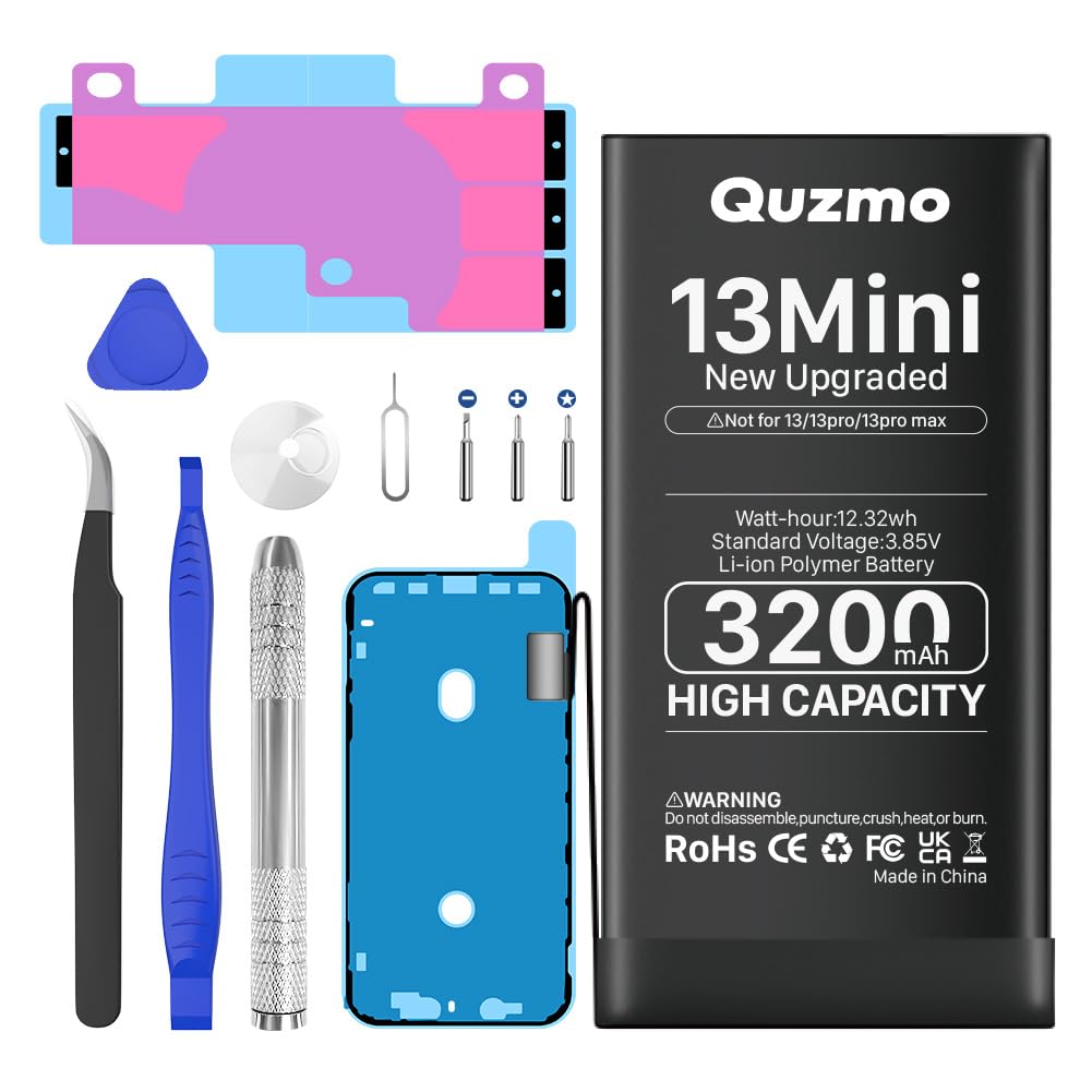 [3200mAh] Batterie pour iPhone 13 Mini, Ultra Haute Capacité Remplacement de Batterie Compatible avec 13 Mini modèles A2481, A2626, A2628, A2629, A2630 avec kit d'outils