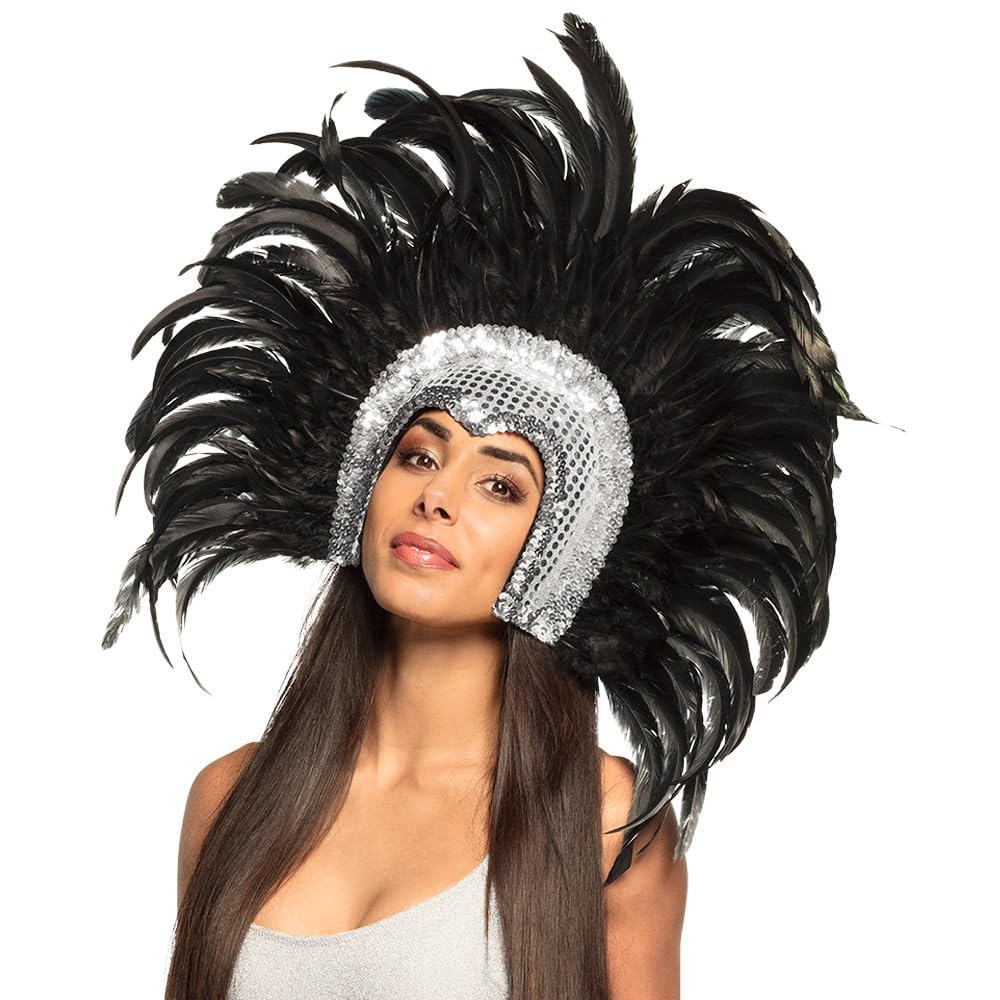 Boland 403 Feather Hair Accessory, Silver/Black, Standard Size