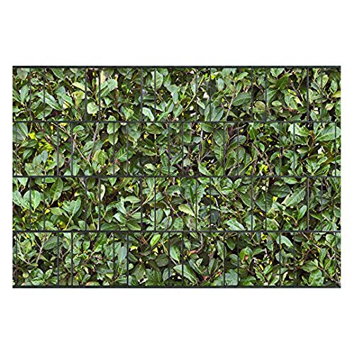 Preisvergleich Produktbild PerfectHD Zaunsichtschutz / 32 Motive / Sichtschutzstreifen für Doppelstabmattenzaun / Windschutz Sonnenschutz Blickdicht / Polyester Gewebe / PVC frei / 26m Rolle / 19cm / Kirschlorbeer