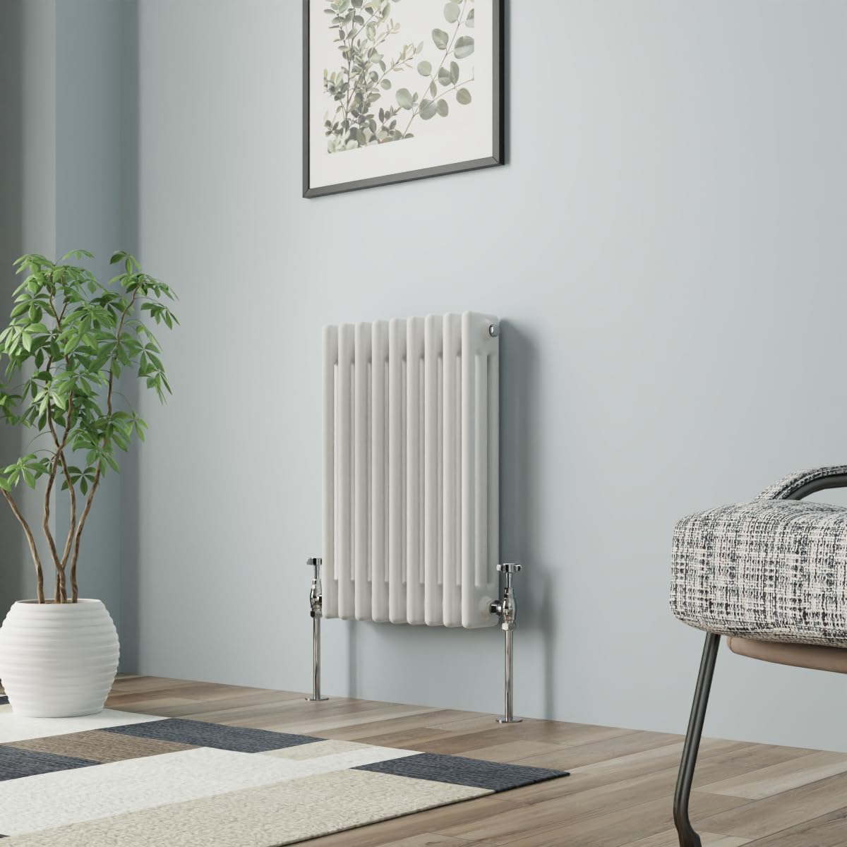 NRG Column Radiator Gloss White 600x427mmTriple Traditional Cast Iron Style Heater Interior Designer Horizontal Bathroom Radiators โ image 1