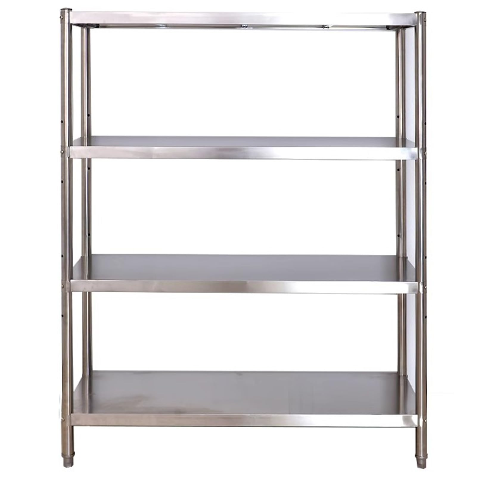 Scaffalatura in acciaio inox resistente, scaffale a 4 ripiani per cucina, garage, ufficio, ristorante e magazzino, design durevole e versatile