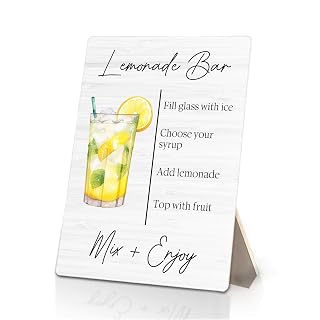 Lemonade Bar Table Sign - Lemonade Stand Supplies, Baby Bridal Shower Decorations, Signature Drinks Sign Wedding, Lemon Party Decorations, 5x7 Inch - Amazon product rated Grade A