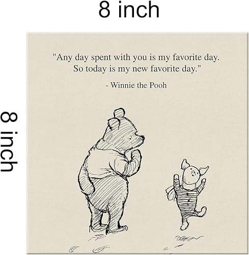 Miniatura 2 de Arte de pared clásico con cita de Winnie the Pooh, retro, Any Day Spent With You is My Favorite Day Sayings, lienzo, cuadros enmarcados, letrero