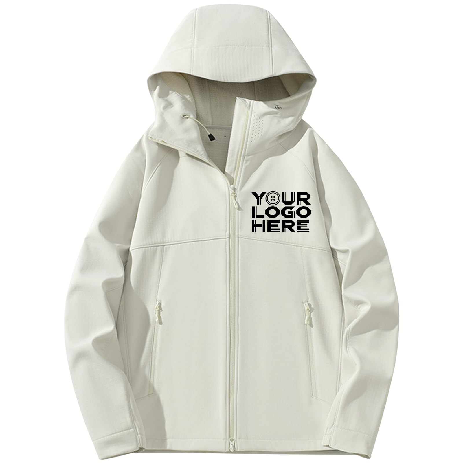 Giacca softshell da donna personalizzata personalizzata con testo del tuo logo antivento foderato in pile per corsa all'aperto