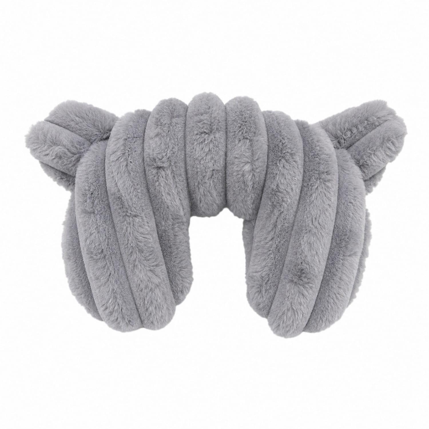 Soft U-Shaped Pet Neck Pillow Cushioned Pet Neck Pillow with Ears Supportive Cozy for Cats, Small Dogs, Young Dogs, Car Travel, Gray, L-image-17