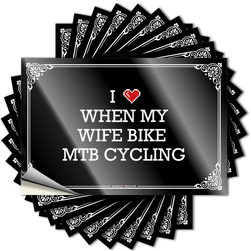 Farmhouse Porch Decor Stickers Water | I Love When My Wife Bike MTB Cycling Rock Best Sticker Pack(12X18CM)