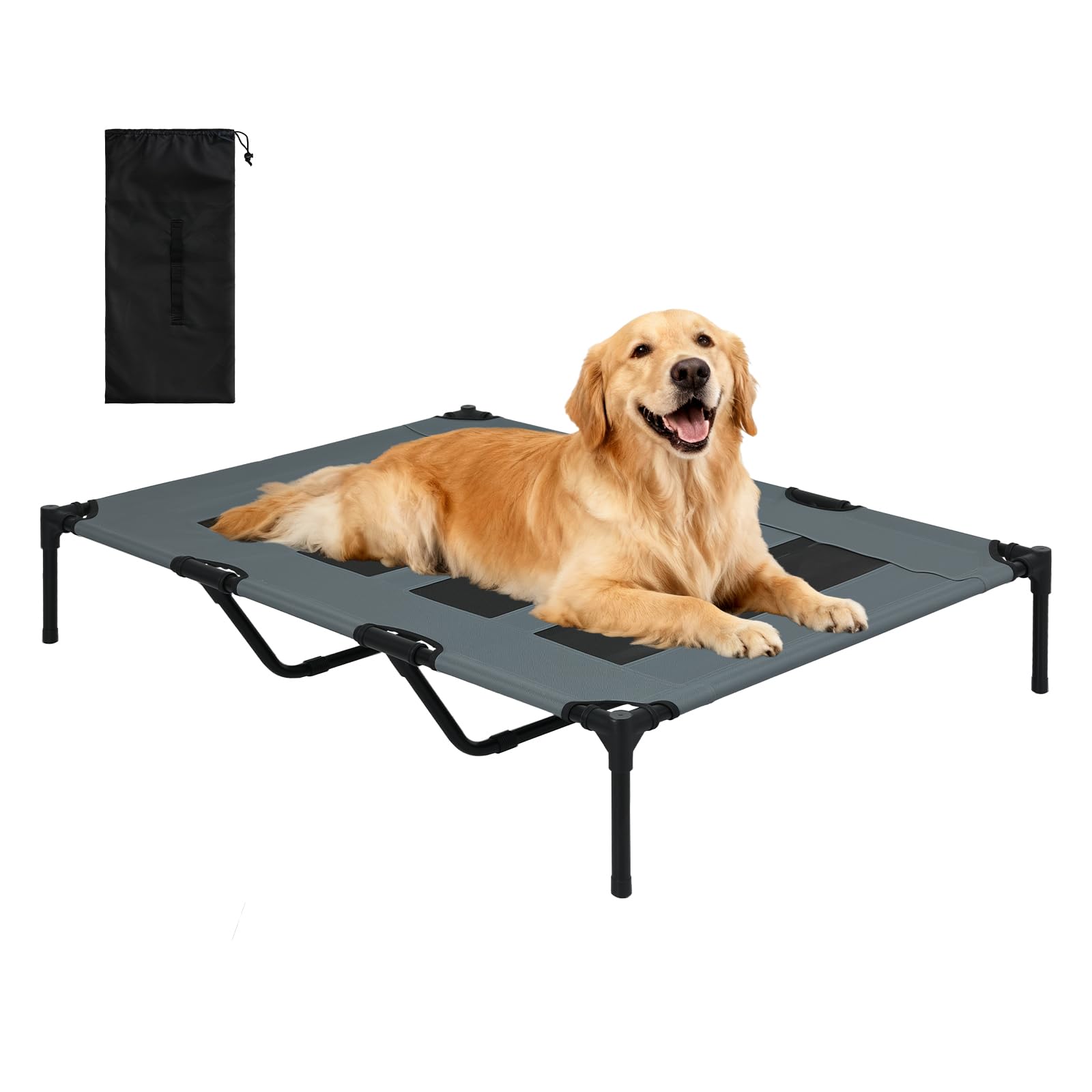 Skylos Raised Dog Bed, Elevated Dog Bed with Washable Mesh, Cooling Breathable Elevated Pet Beds for Outdoor Travel and Garden, 121x90x20cm