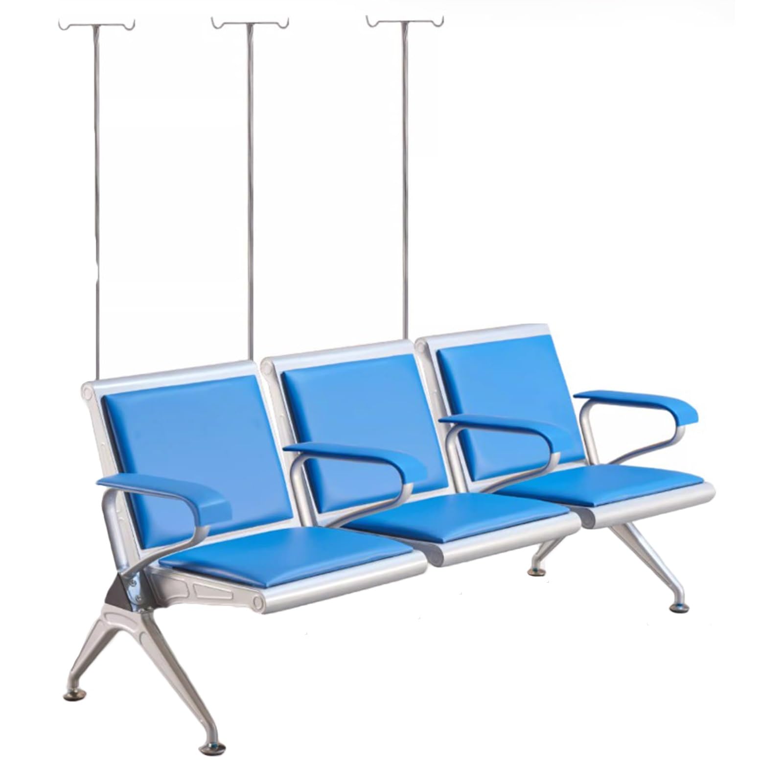 SaryEdge Indoor Benches and Room Seating with Armrests and IV Poles for Hospitals, Clinics, and Offices,Style C-3 seats,Style C-3 seats
