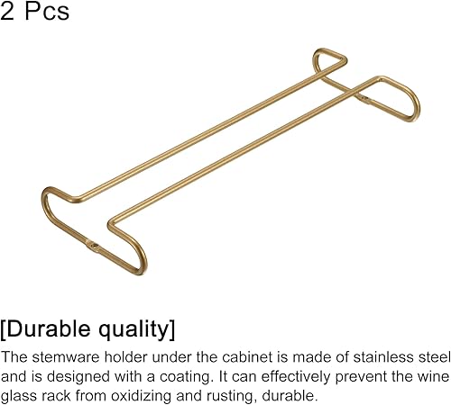 Miniatura 3 de uxcell Estante para copas de vino debajo del gabinete, 2 piezas de 10 pulgadas, estante colgante de acero inoxidable para copas de vino, organizador