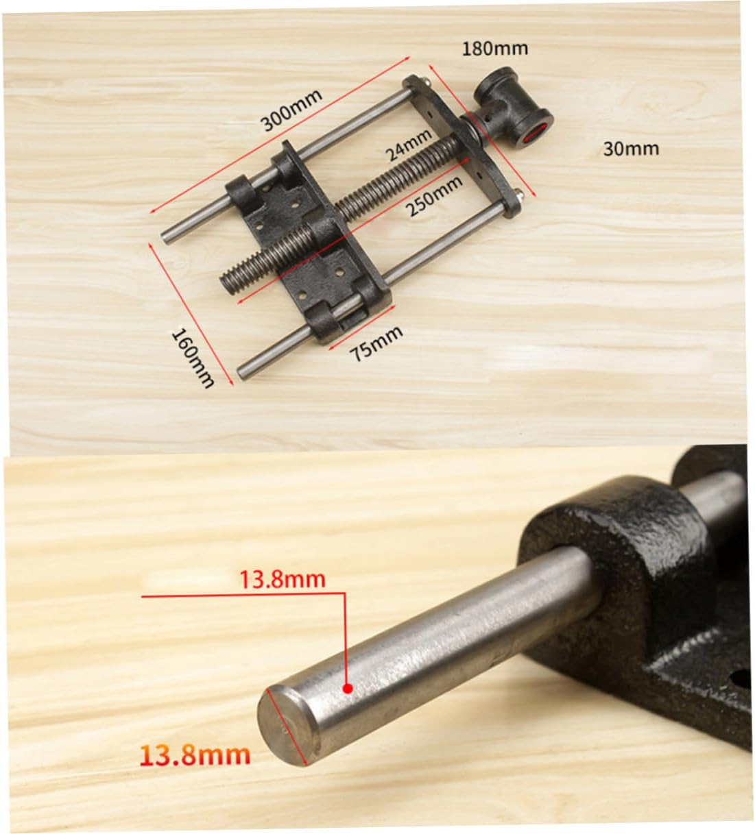 Gadpiparty Woodworking Table Clamp with 7-inch Light Connecting Rod and Guide Rod, Wood Table Plier for DIY Carpentry and Workshop Use