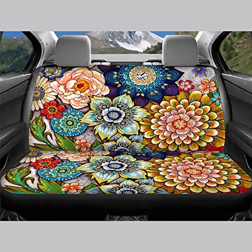Toaddmos Boho Vintage Flower Print Car Seat Cover For Front Back Seat Cushion Protectors, Full Set 4Pcs Auto Accessories Bucket Seat Covers Women Girls #TOP6