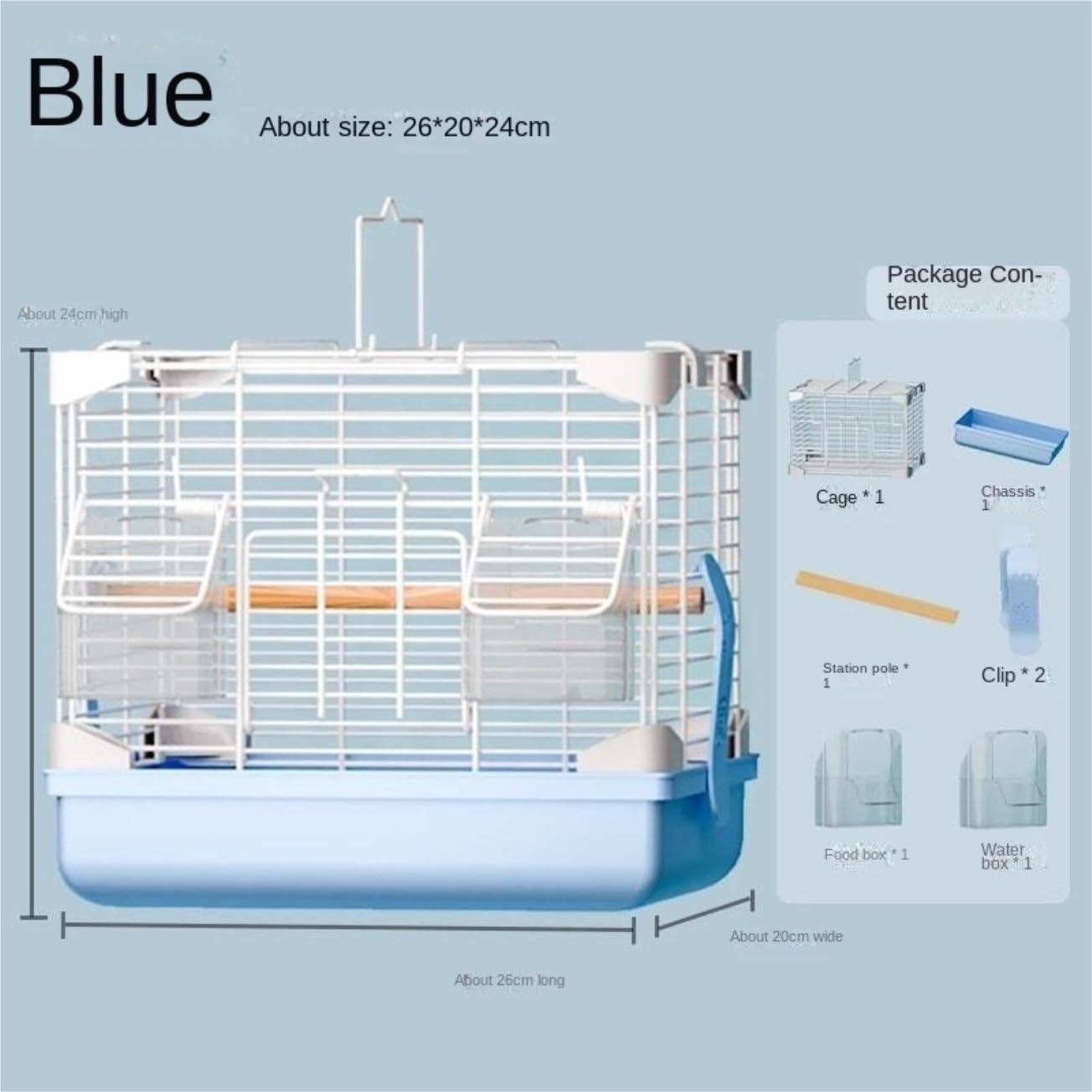 Gabbia per uccelli Gabbia Canarini Gabbia For Uccelli In Metallo Con Maniglia, Da Viaggio For Pappagalli, Conuri, Calopsitte Voliera Robusta(Blue)