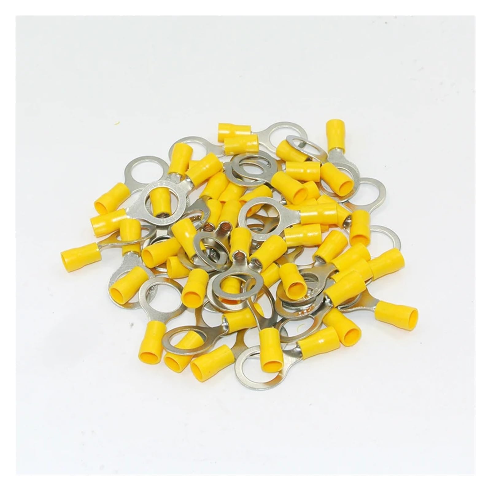 REIUAFWYGV RV5.5-12 500PCS 12-10AWG 1/2" Yellow Insulated Ring Crimp Connector Terminals for Electrical Wiring
