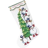 Wilton Dimensions Counted Cross Stitch 'Trimming The Tree' Personalized Christmas Stocking Kit, White Aida, 16'', 14 Count