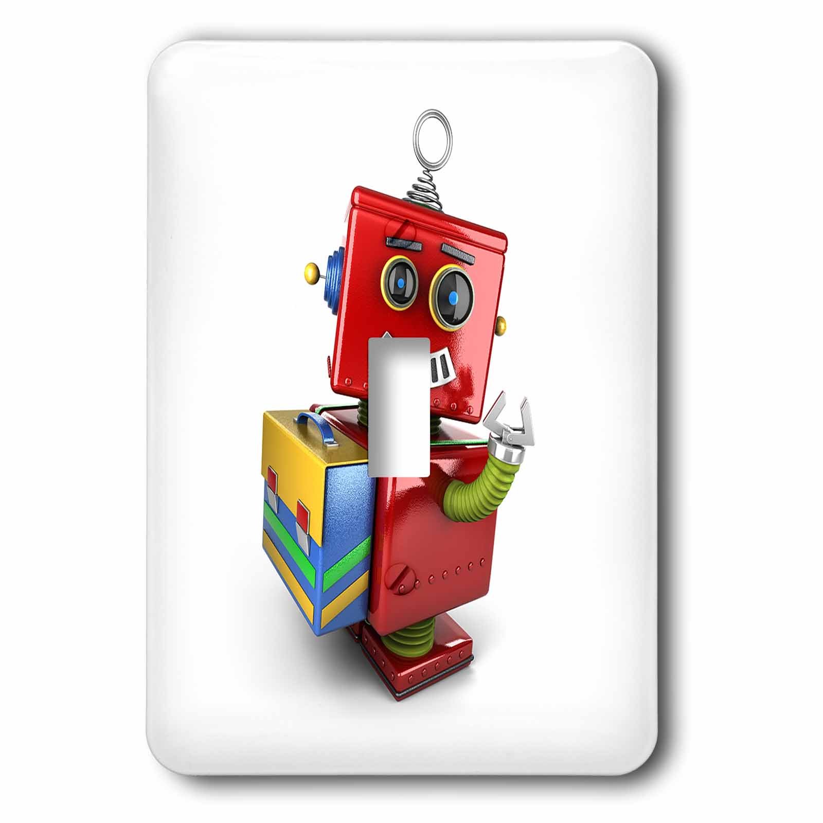 Interrupteur imprimé robot 3dRose lsp_165724_1 avec sacoche d'école rétro