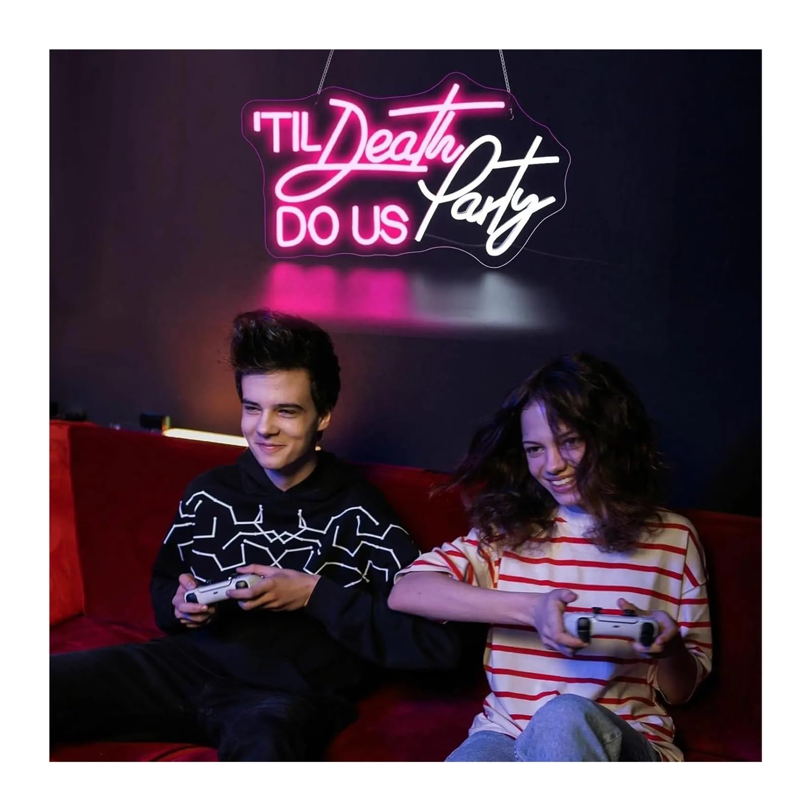 Decoración Lámparas Letreros De Neón Con Luz USB Til Death Do Us Party Regulables, Para Dormitorio, Club, Fiesta, Bar, Boda, Hogar, Decoración De Pared, 42cmx25cm
