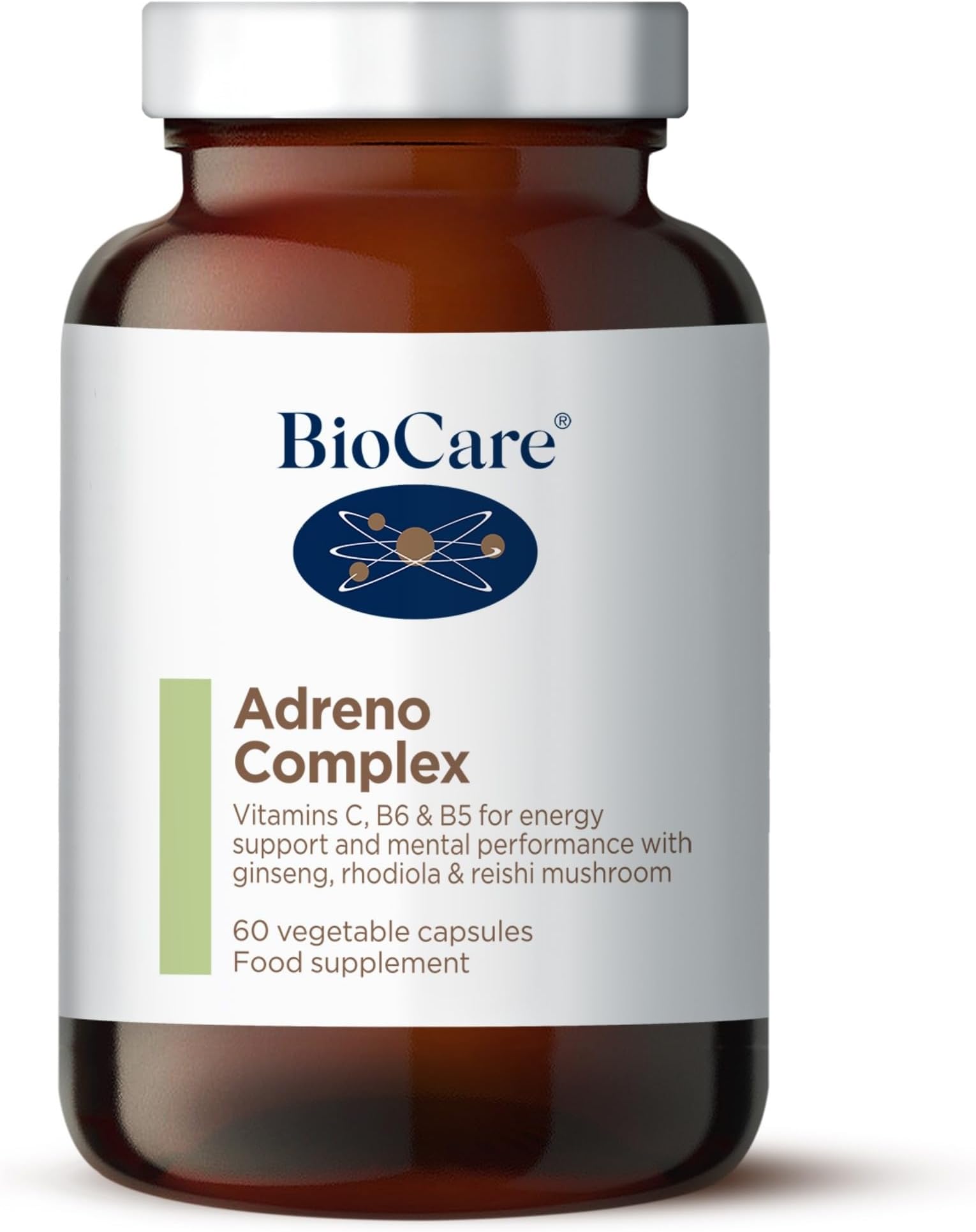 Adreno Complex - Vitamins C, B6 & B5 for Energy Support, Mental Performance & Reduction of Fatigue - with Ginseng, Rhodiola & Reishi Mushroom - 60 Capsules