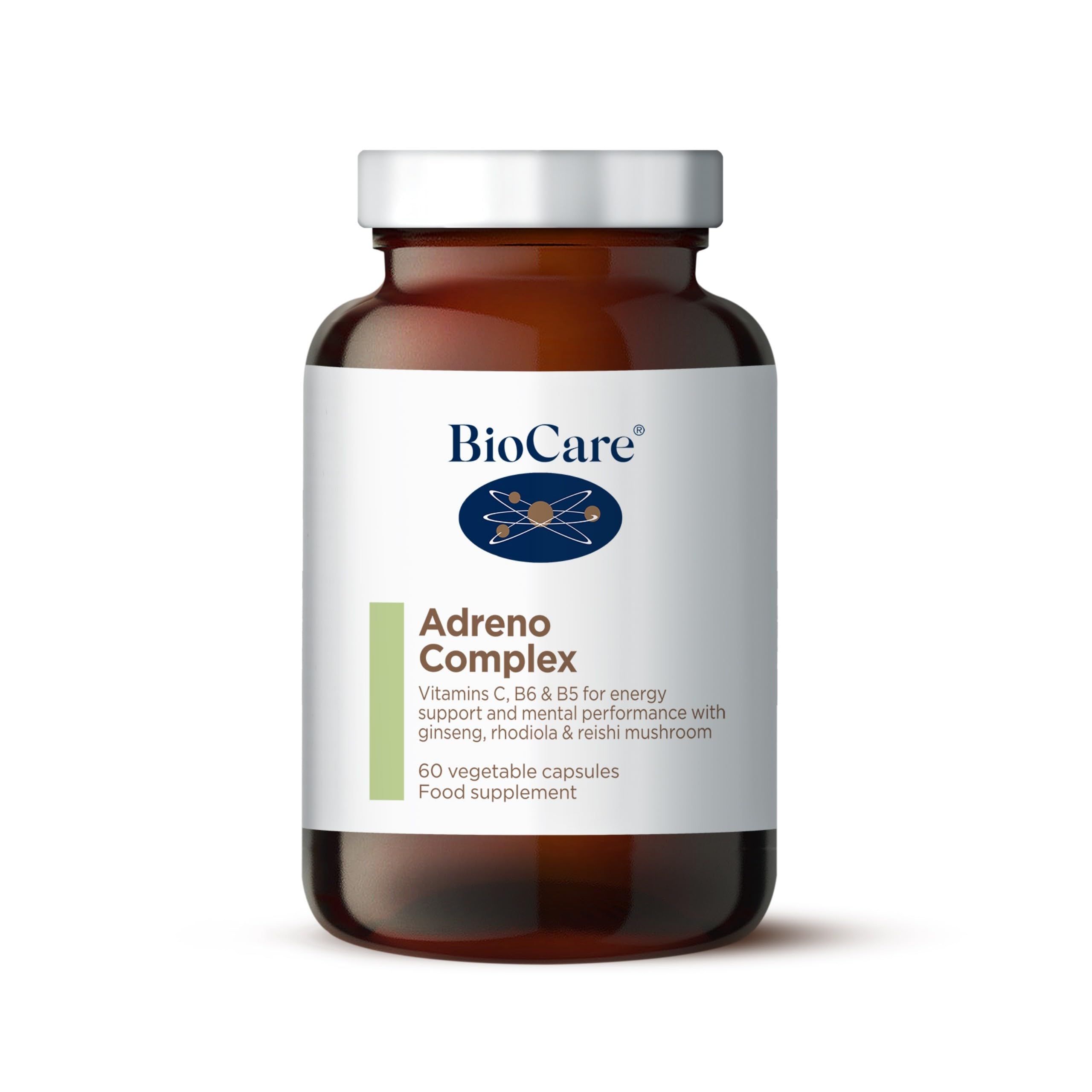 BioCare Adreno Complex | Vitamins C, B6 & B5 for Energy Support & Mental Performance | with Ginseng, Rhodiola & Reishi Mushroom - 60 Capsules