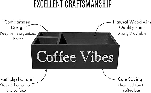 Miniatura 8 de LifeStyle Vibes Organizador de estación de café, organizador de barra de café para encimera con almacenamiento de tazas K, accesorios de estación de