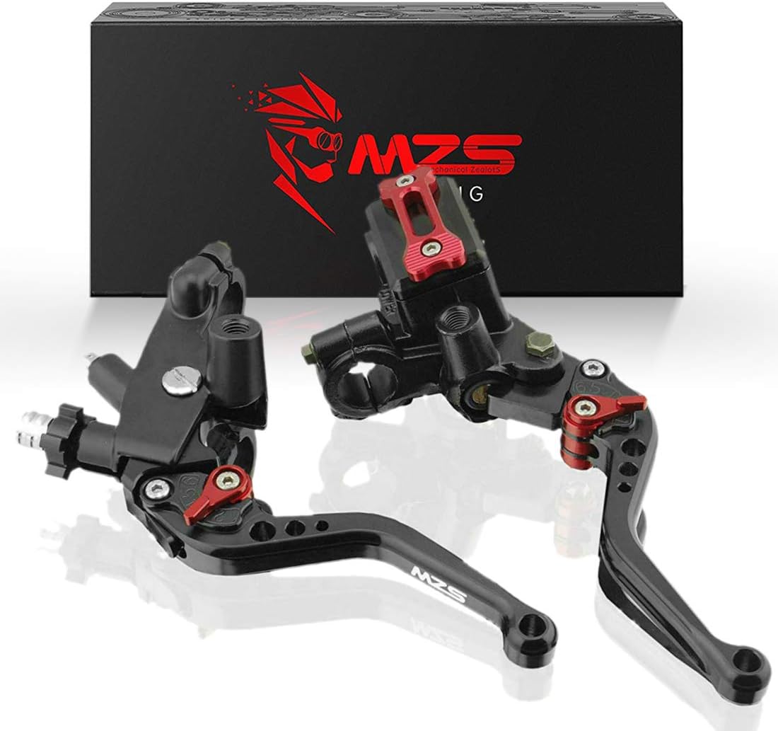 MZS 7/8 Levers Set - Universal Short CNC Brake Master Cylinder Black Compatible with Motorcycle Street Sport Dirt Pit Mini Bikes Scooter ATV