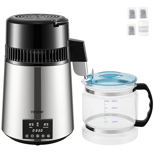 VEVOR Destilador de agua de 11 galón 03 galasH máquina de máquina de máquina de agua destilada de 750 W temporizador de 0-99 horas pantalla de doble