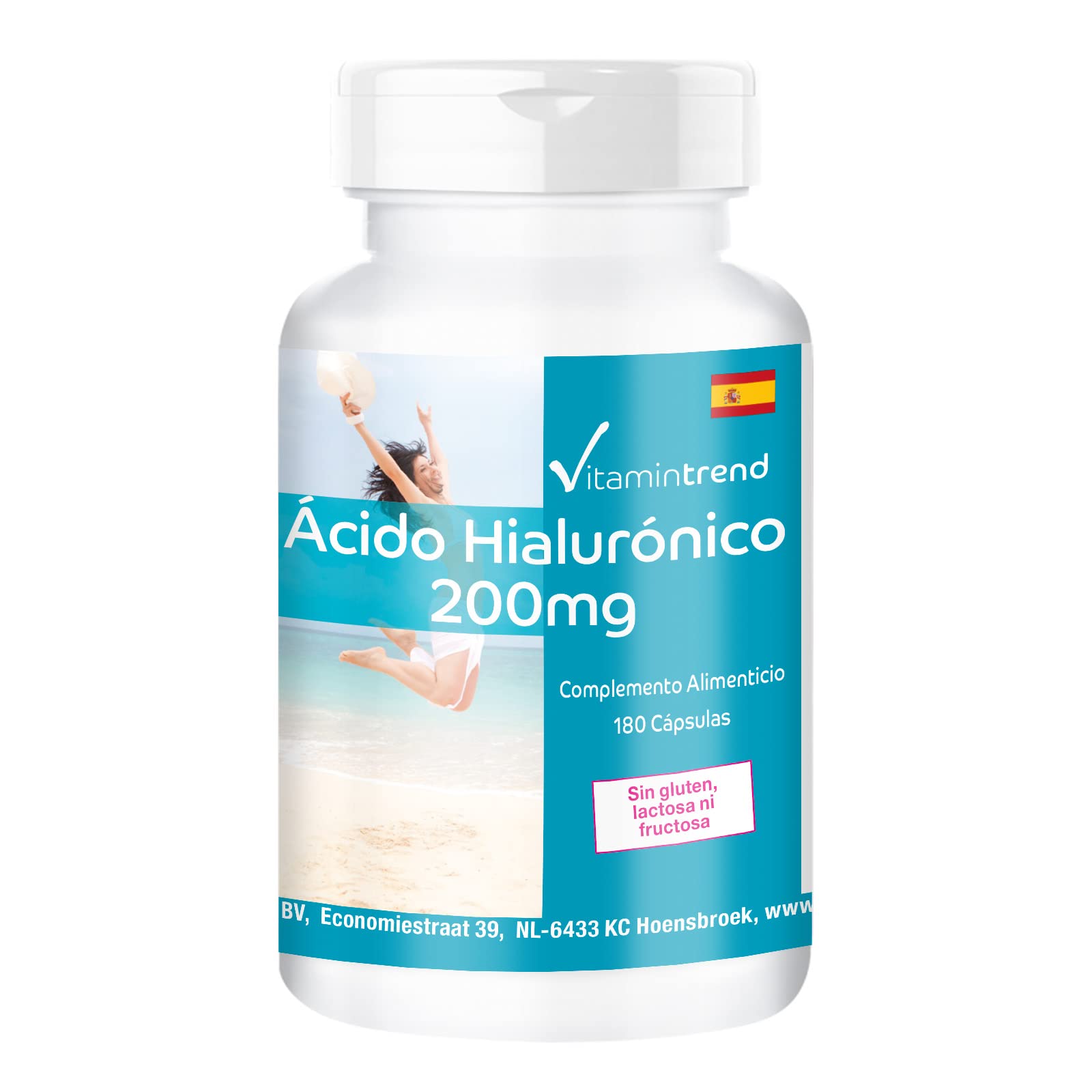 Ácido Hialurónico 200mg - Vegan - 180 Cápsulas – altamente dosificado – Bote grande | Vitamintrend®