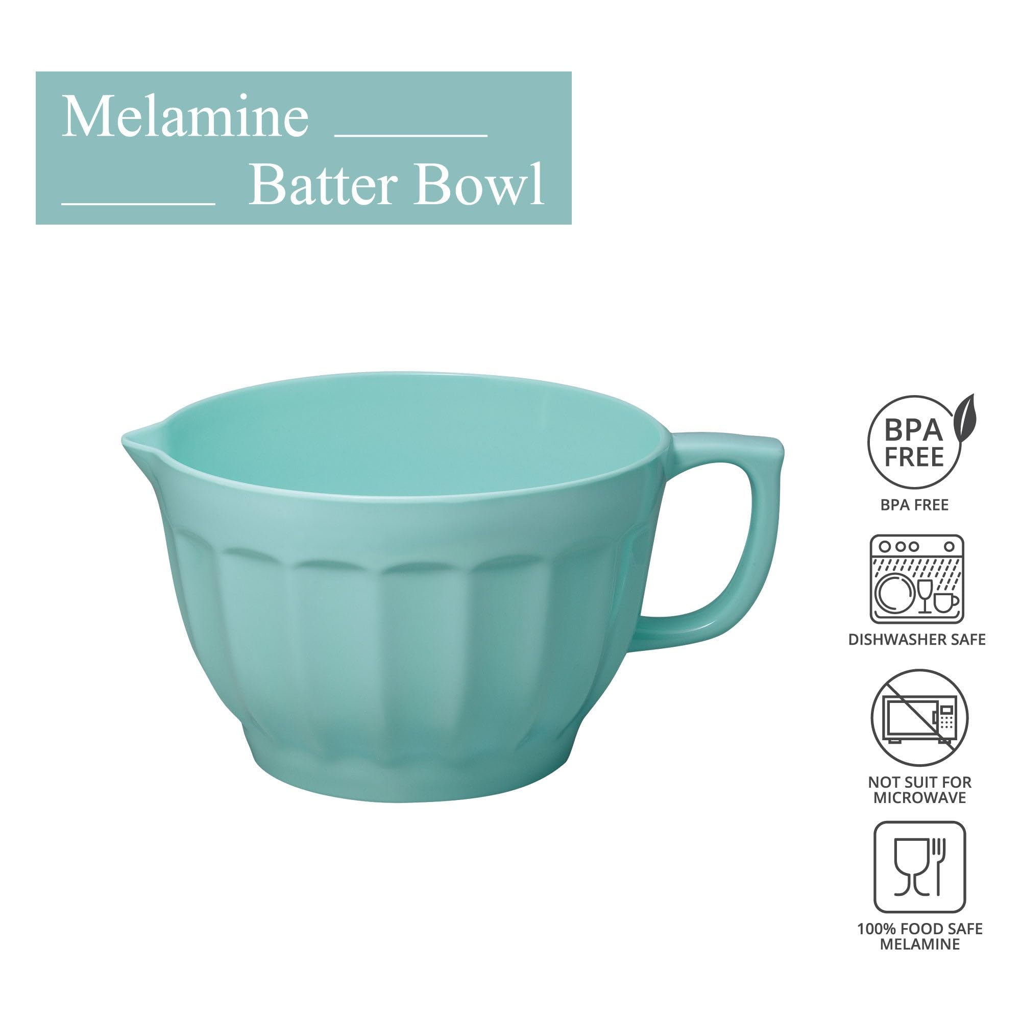 UP ware Melamin-Teigschüssel mit Ausgießer, Griff und rutschfestem Boden, Griff für einfaches Mischen und Ausgießen, Home Essentials Koch- und Backutensilien, Teigschüssel (4,3 qt, Latte Blue)