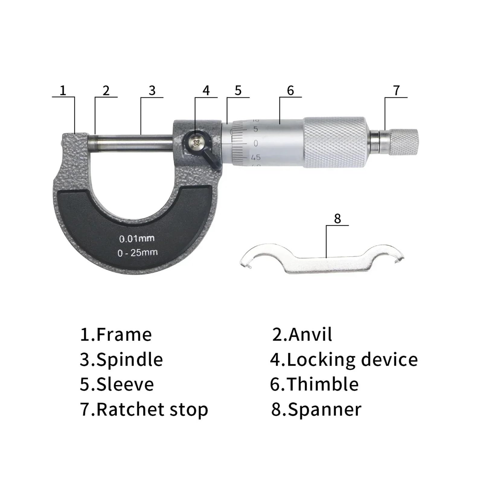 Außenmessschraube, Bereich 0-1" (0-25 mm)