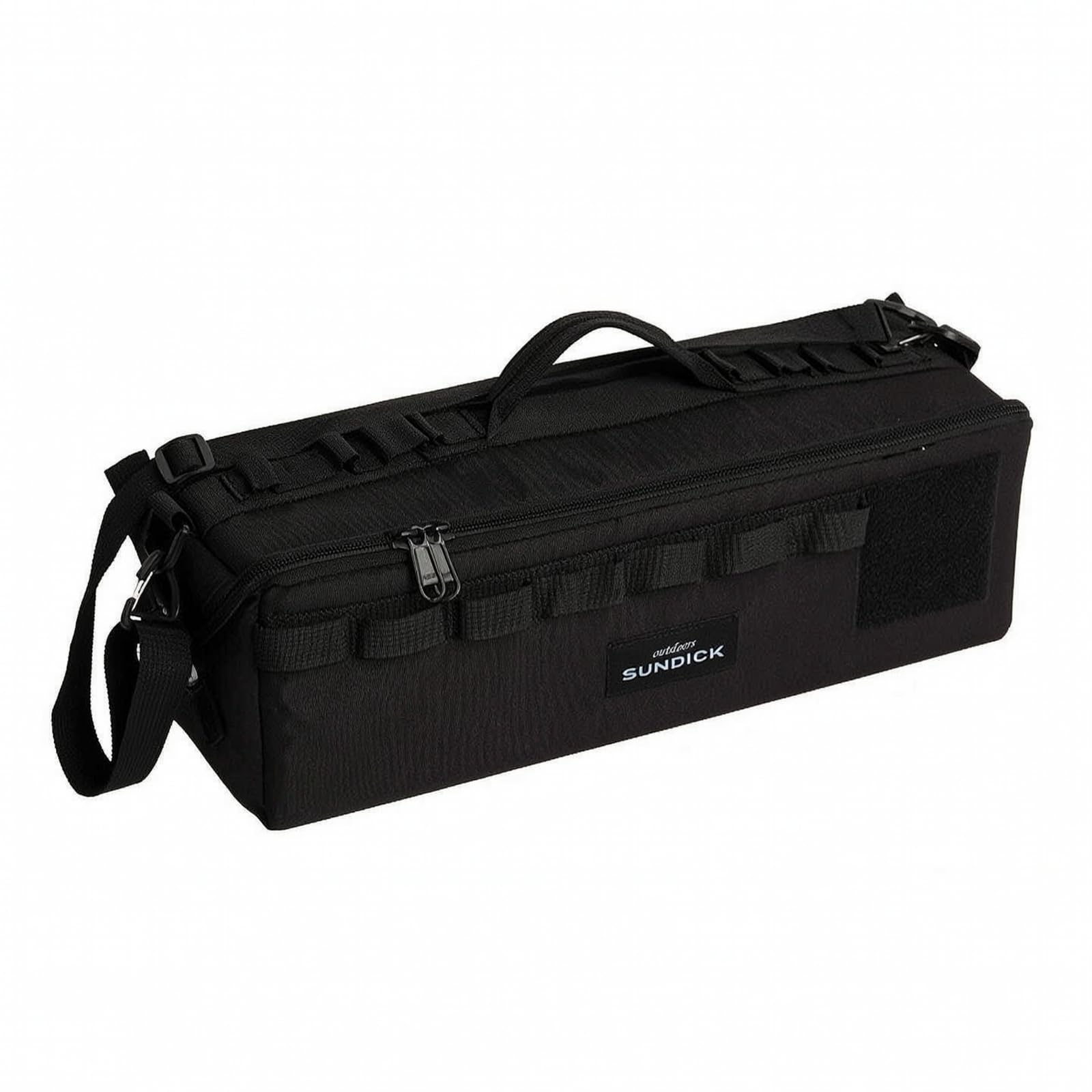 Bolso de Almacenamiento Exterior Bolsa Organizador Estuche Mochila con Compartimento Central con Cremallera Lazos Laterales y Correa Extraíble, Negro