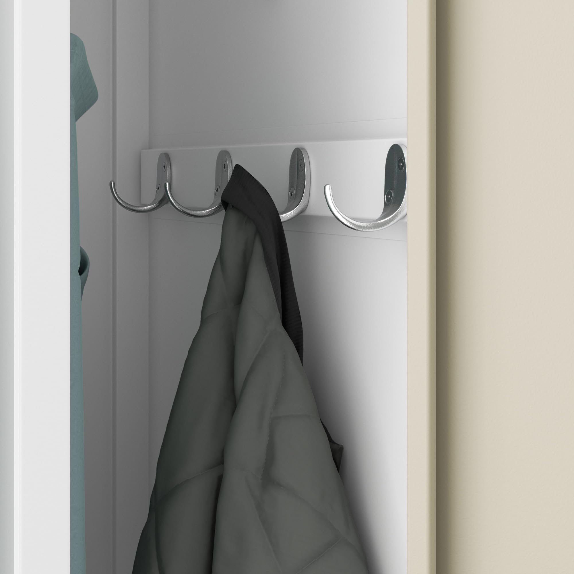 Taquilla Doble Armario Vestuario 2B1A Metalico Puertas con bisagras Ranuras de ventilación Pintura en Polvo Pared divisoria 180 cm x 80 cm x 50 cm (Aspecto de madera blanca)