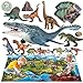 Oriate Dinosaur Toys w/ Large Play Mat, Realistic Mosasaurus Figure Playset for Kids Toys 3-5 5-7 Including T-Rex, Spinosaurus, Carnotaurus, 45 Pieces Great Gifts for Boy & Girl to Create a Dino World