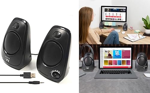 Ewent Lautsprecher 2.0 mit USB-Stromversorgung und integriertem Lautstärkeregler | Leistung 10 W | Anschluss 3,5 mm Klinke | kompakte Lautsprecher für PC, Laptop, Smartphone und Tablet | EW3527