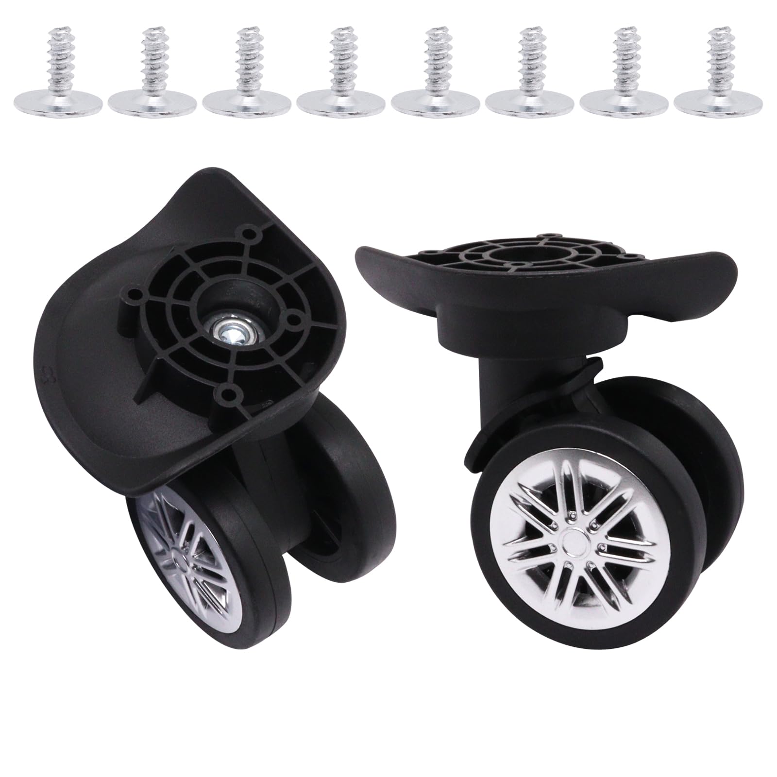 Luggage Wheels Replacement Kit Suitcase Wheels Replacement with Screws 360 Rotation Spinner Wheel Mute Double Row Swivel Wheel