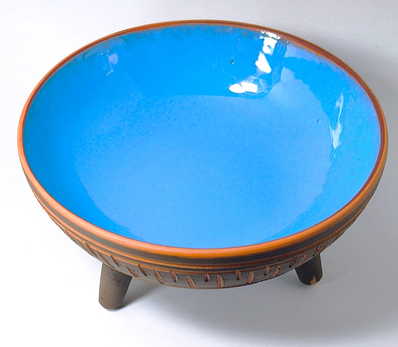 Dekoratif Sunum Kasesi, Seramik Ayaklı Sunum Kasesi, Servis Kasesi, Servis Tabağı, Kase, Tabak (Koyu Yeşil, 20 Cm)
