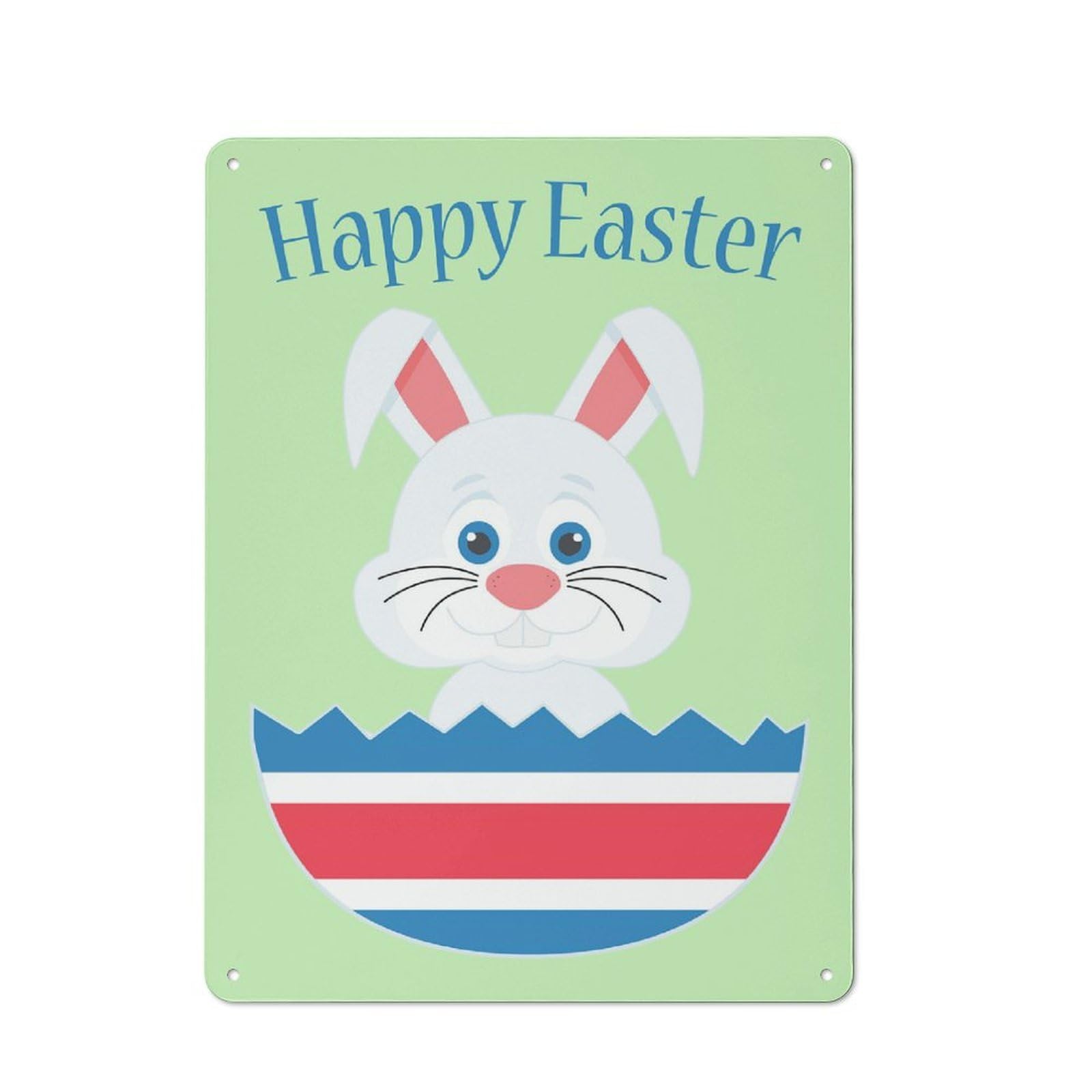 Junmoney Style-11 40X30cm Retro Tin Sign With A Cute Easter Bunny For Lounge Or Reading Corner, A Decorative Metal Sign For Lounges And Reading Corners