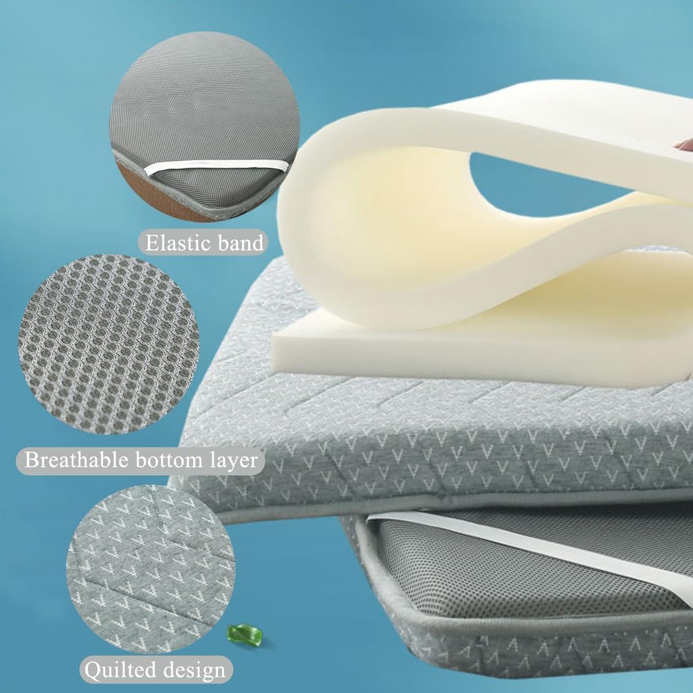 Graya(r),185 * 70cm,LDLCYCN Latex Memory Foam Lash Bed Topper 5Cm Thick Mattress Topper for Massage Table Spa Bed Mattress Pad Without Face Hole Massage Accessories Protective Pad Square Head