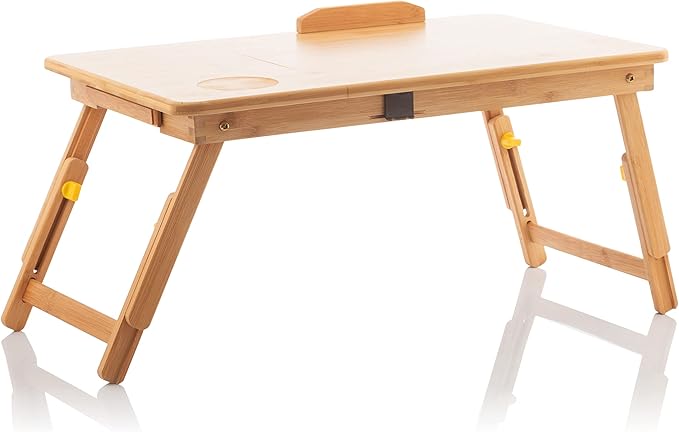 InnovaGoods Klappbarer Beistelltisch, für Sofa und Bett, höhenverstellbarer schreibtisch, Sicherheitsbügel, Leicht zu Verstauen, ideal para laptop, notebook schreibtisch zubehör. 53,5×21-27×34 cm.