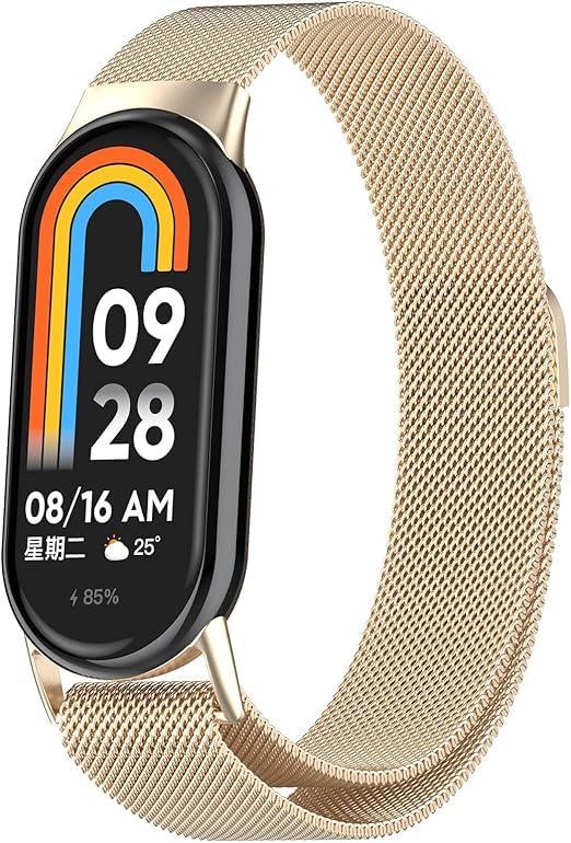 Straps Compatible with Xiaomi Smart Band 10 Strap, Metal Mesh Woven Stainless Steel Wristband Replacement Business Watch Band for Xiaomi Mi Band 10 (Champagne)