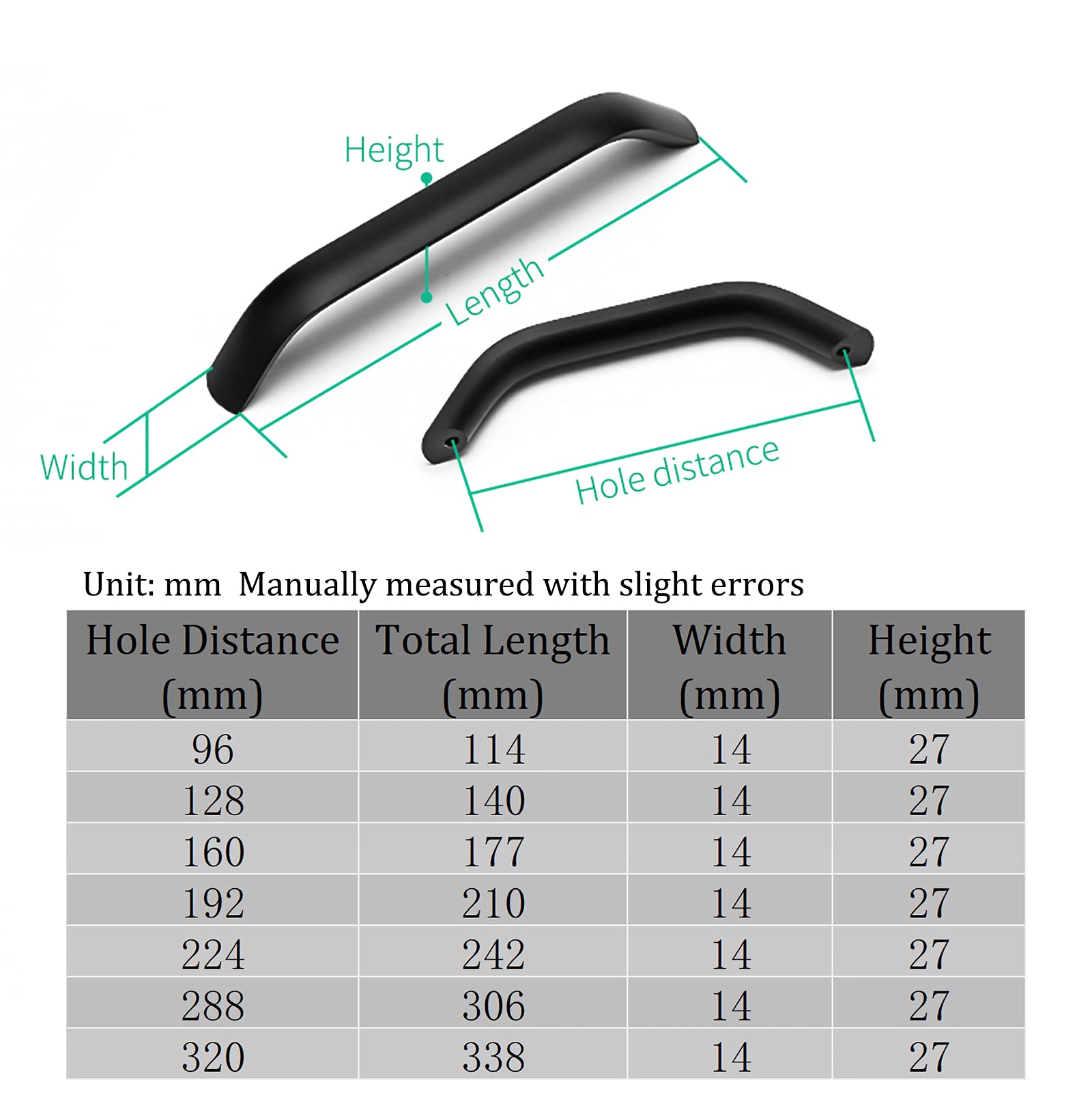 Paquete de 10 tiradores modernos de acero inoxidable para cajones, de aleación de aluminio negro, para cocina y puertas (224 mm) y accesorios elegantes para muebles