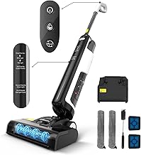 Redkey W12SE Aspirateur sans Fil Laveur Eau et Poussière Balai Électrique Humide et Sec Autonettoyant | Anti Enchevêtrement | 45 Min. Autonomie | 1.15L Double Réservoir | Électrolyse Désinfection