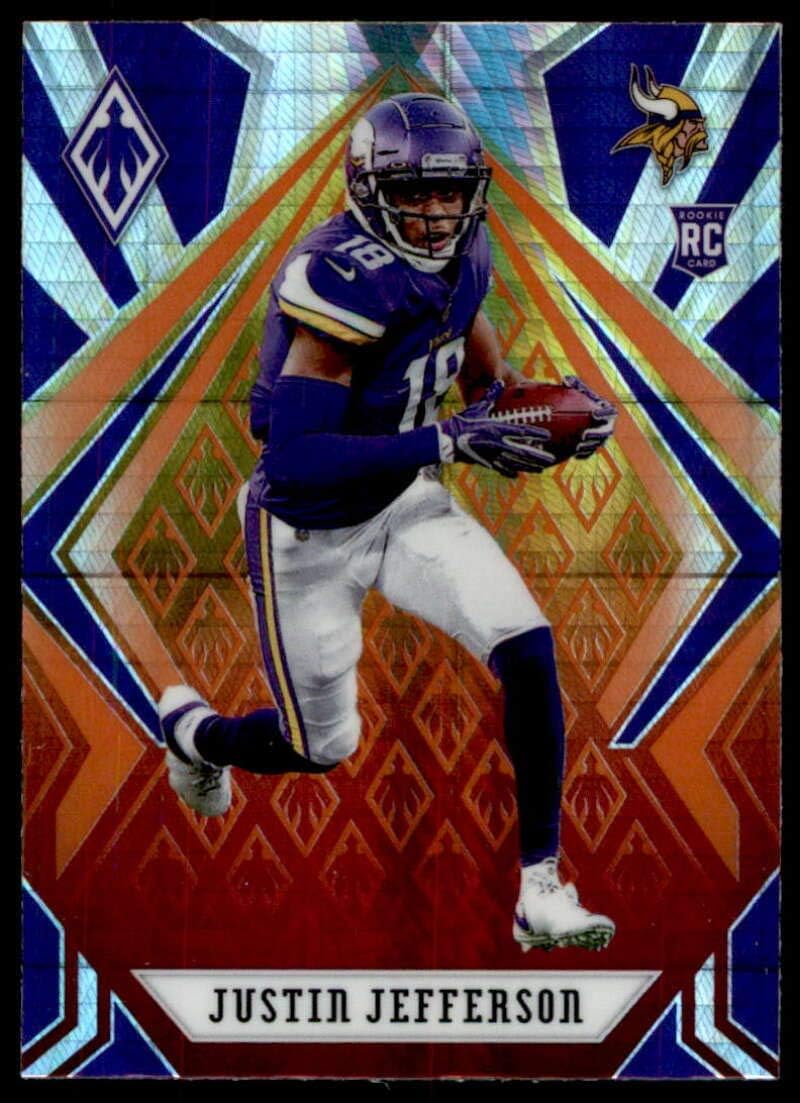 2020 Fanatics Exclusive Phoenix Football Fire Burst Prizm #111 Justin Jefferson RC Rookie Minnesota Vikings Official NFL Trading Card