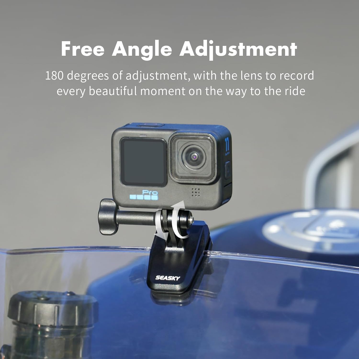 SEASKY M01 Motorcycle Motorbike Windscreen Clamp Mount Accessories for Gopro Hero 13 12 11 10 9 8 7 DJI Action 6 5 4 3 for insta360 X5 X4 X3 X2 X RS Sports Action Camera Aluminum Alloy