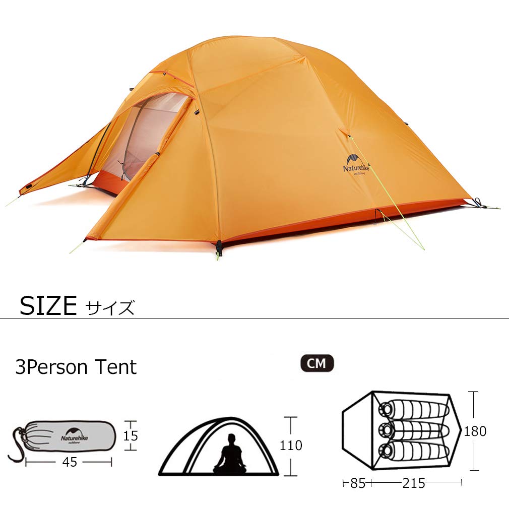 ネイチャーハイク　クラウドアップ3 Cloud Up 3-Person Lightweight Backpacking Tent | Naturehike