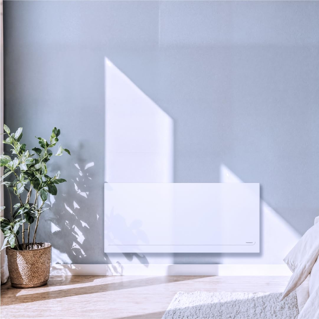 THOMSON - Radiateur électrique fixe connecté WiFi à inertie sèche céramique avec thermostat interchangeable 2000W THOMSON MILLA horizontal blanc