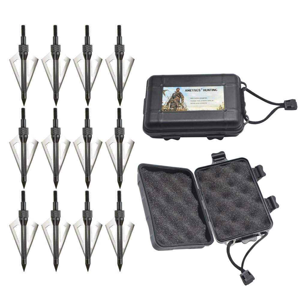 Pointes de Flèches 100 Grain Broadheads Tir à l'arc Conseils avec Boîte Chasse