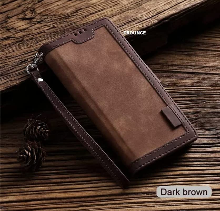 Image of TROUNCE Professional Flip Cover (Shock Proof | Velvet Finish | Card Pockets Wallet & Stand | Brown) Case for Samsung Galaxy A54 5G