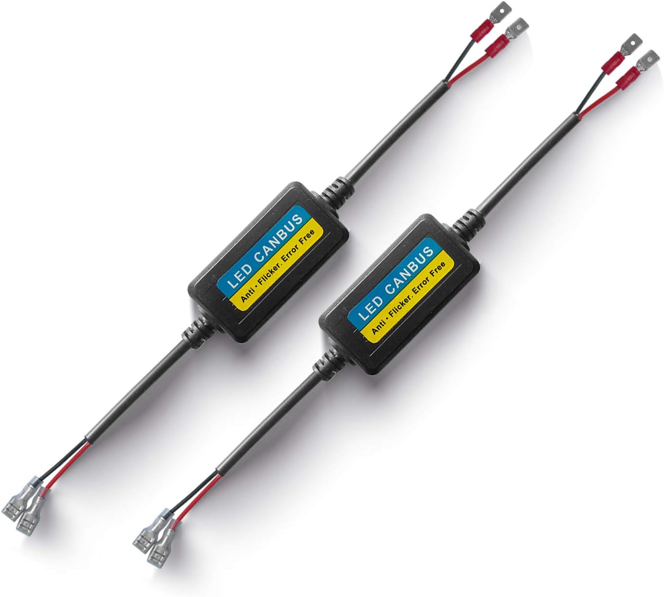 H1 H3 H7 LED Anti Flicker Headlight Canbus Error Free Computer Warning Canceller Resistor Decoders Capacitor Wiring Harness (Pack of 2)