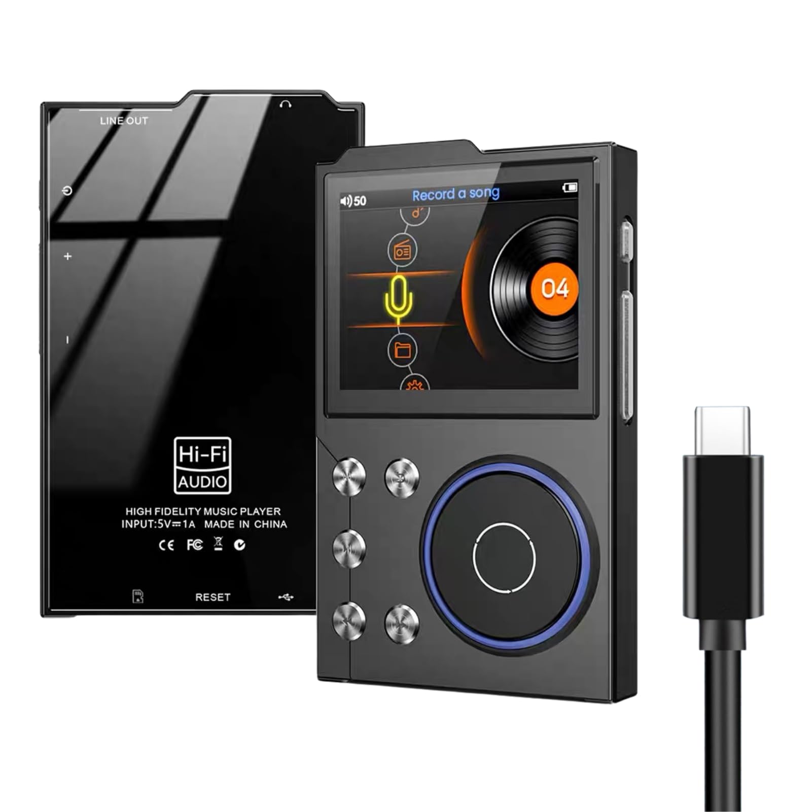 MP3 Player Bluetooth 5.3 HiFi DSD DAC Hi -Res FLAC Música Digital Player 2.4 Pulgadas Pantalla HD con una Tarjeta de Memoria de 16 GB Admite hasta 256 GB